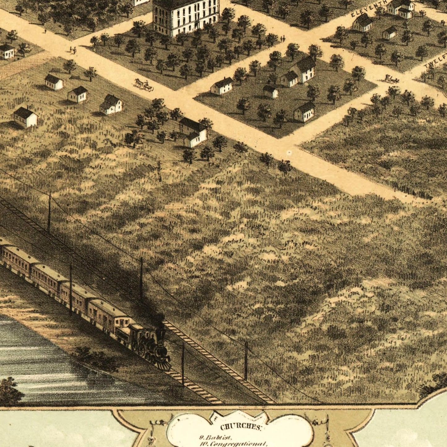 Historische Stadtansicht Des Moines um 1868