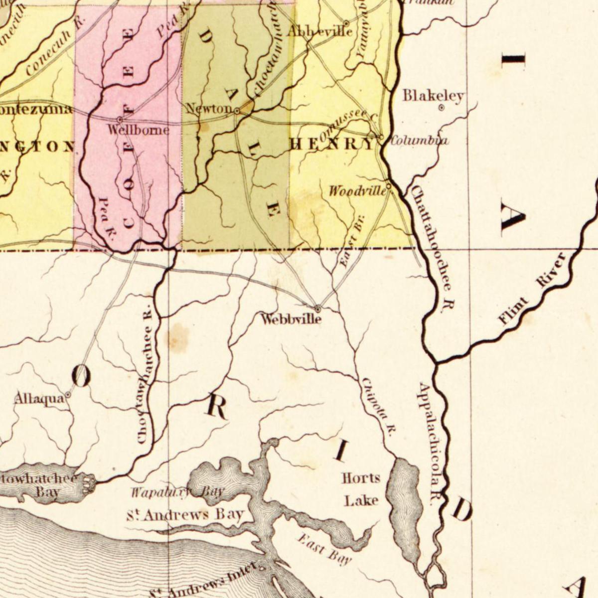 Historische Landkarte Alabama um 1849
