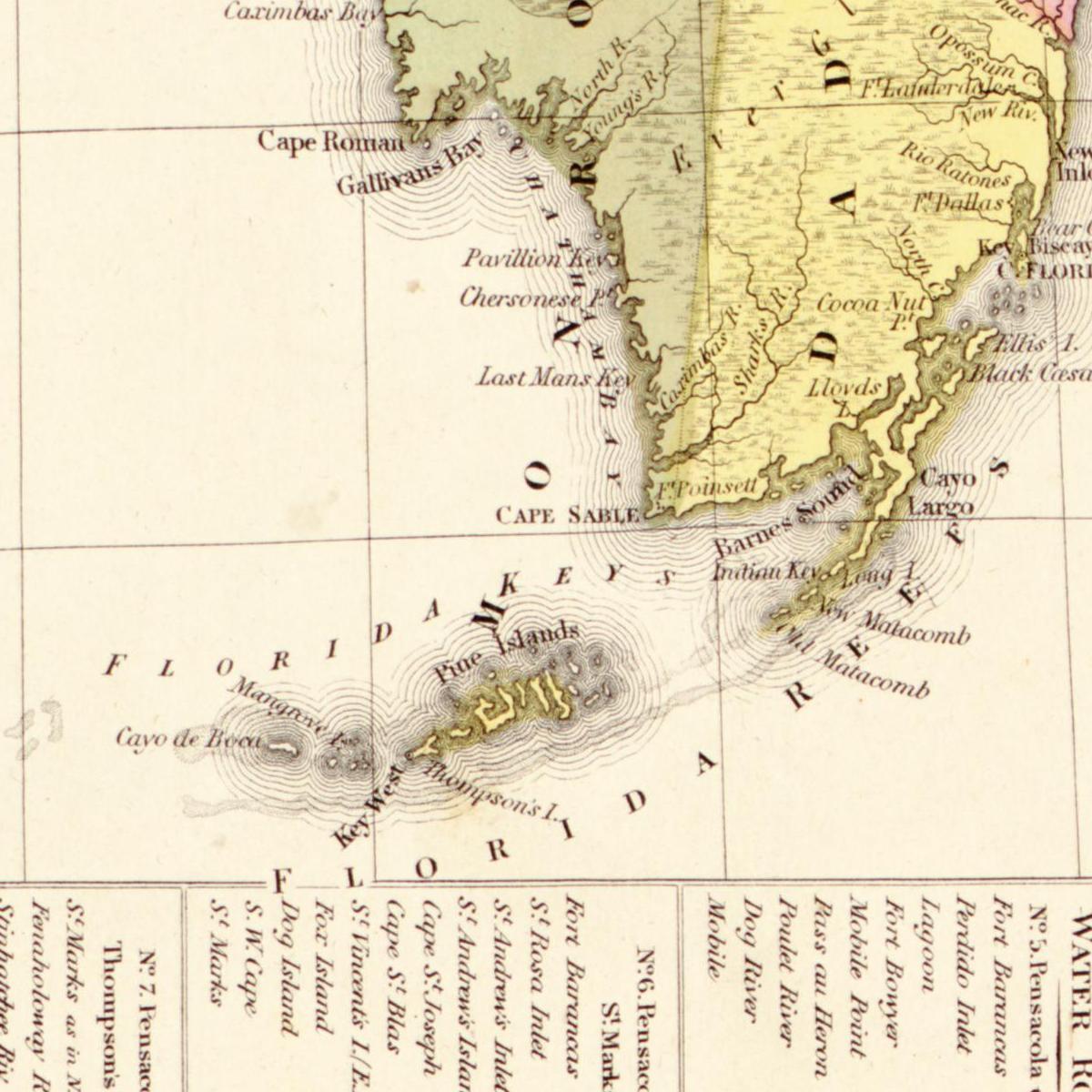 Historische Landkarte Florida um 1849