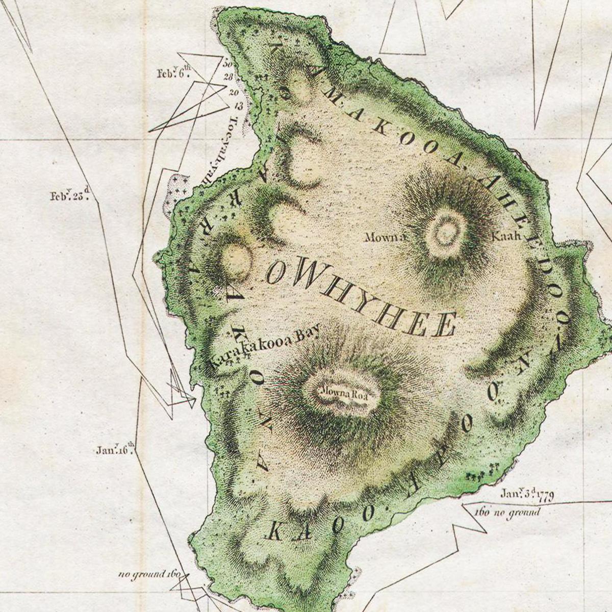 Historische Landkarte Hawaii um 1785