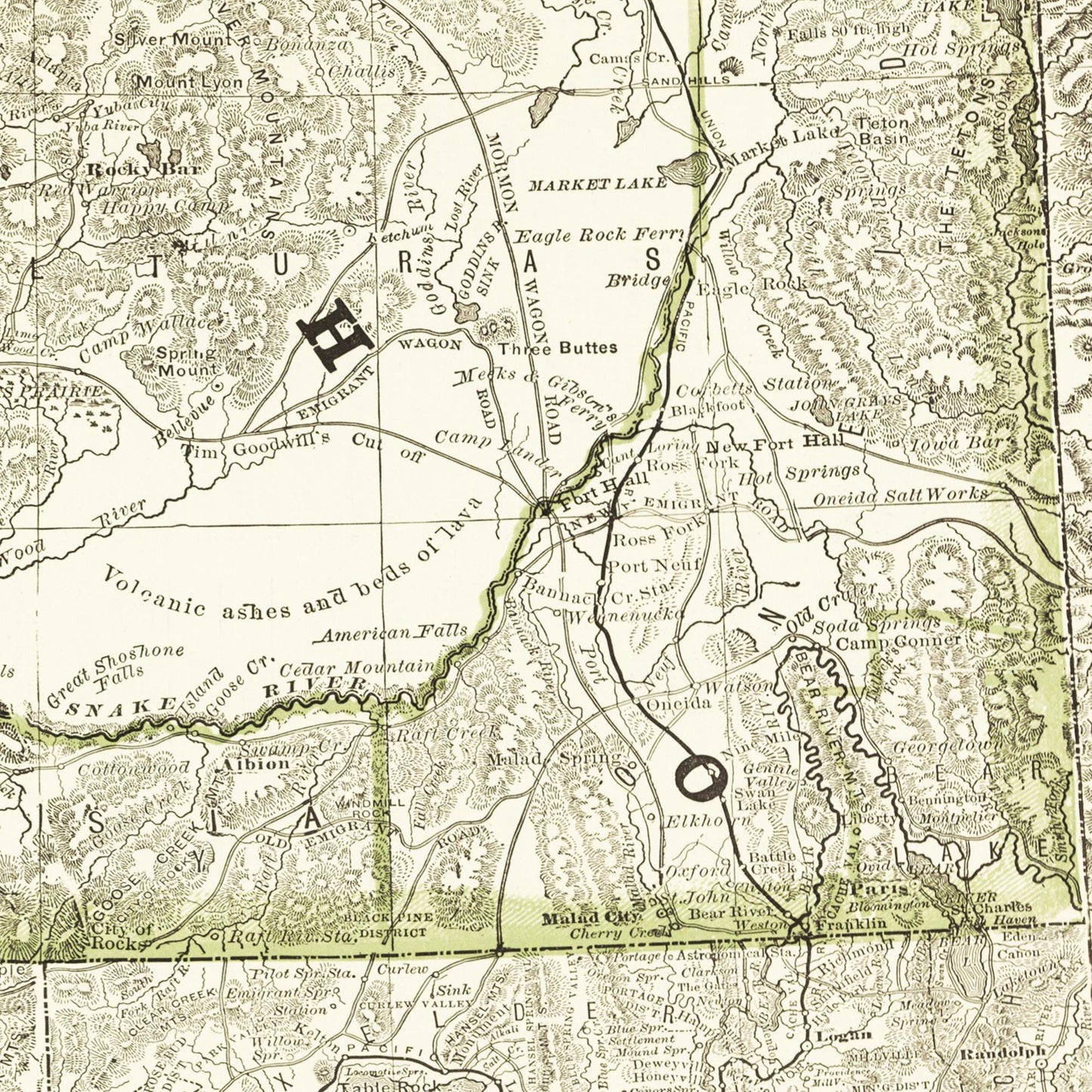 Historische Landkarte Idaho um 1882