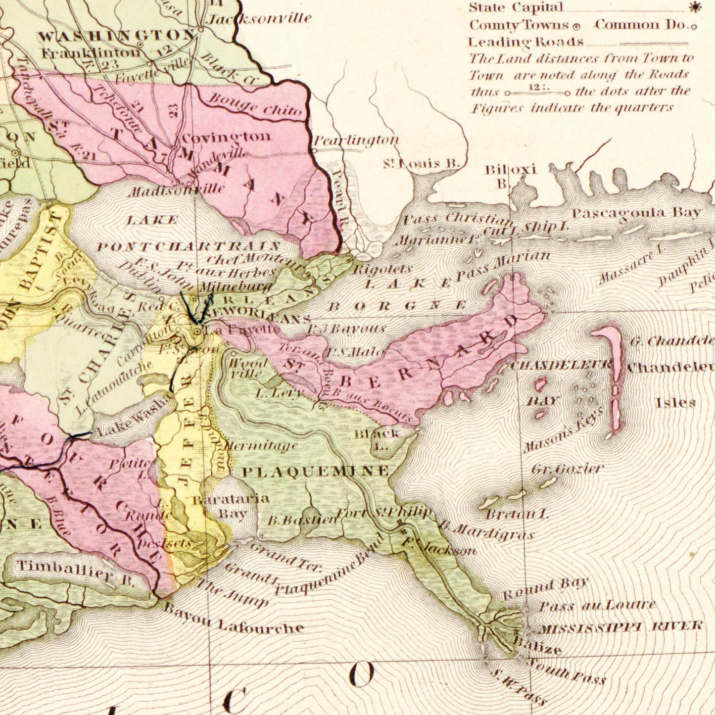 Historische Landkarte Louisiana um 1849
