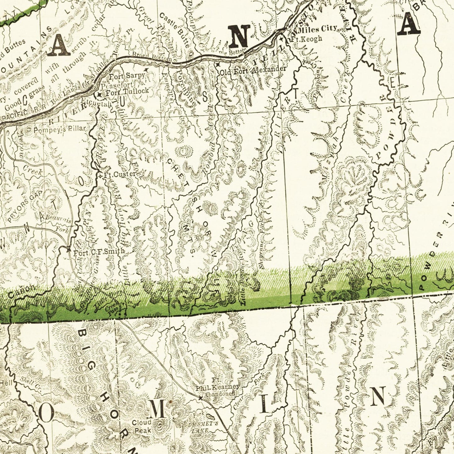 Historische Landkarte Montana um 1882