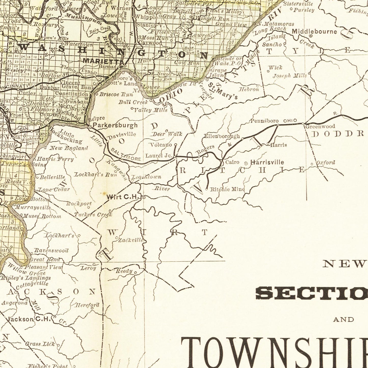 Historische Landkarte Ohio um 1882