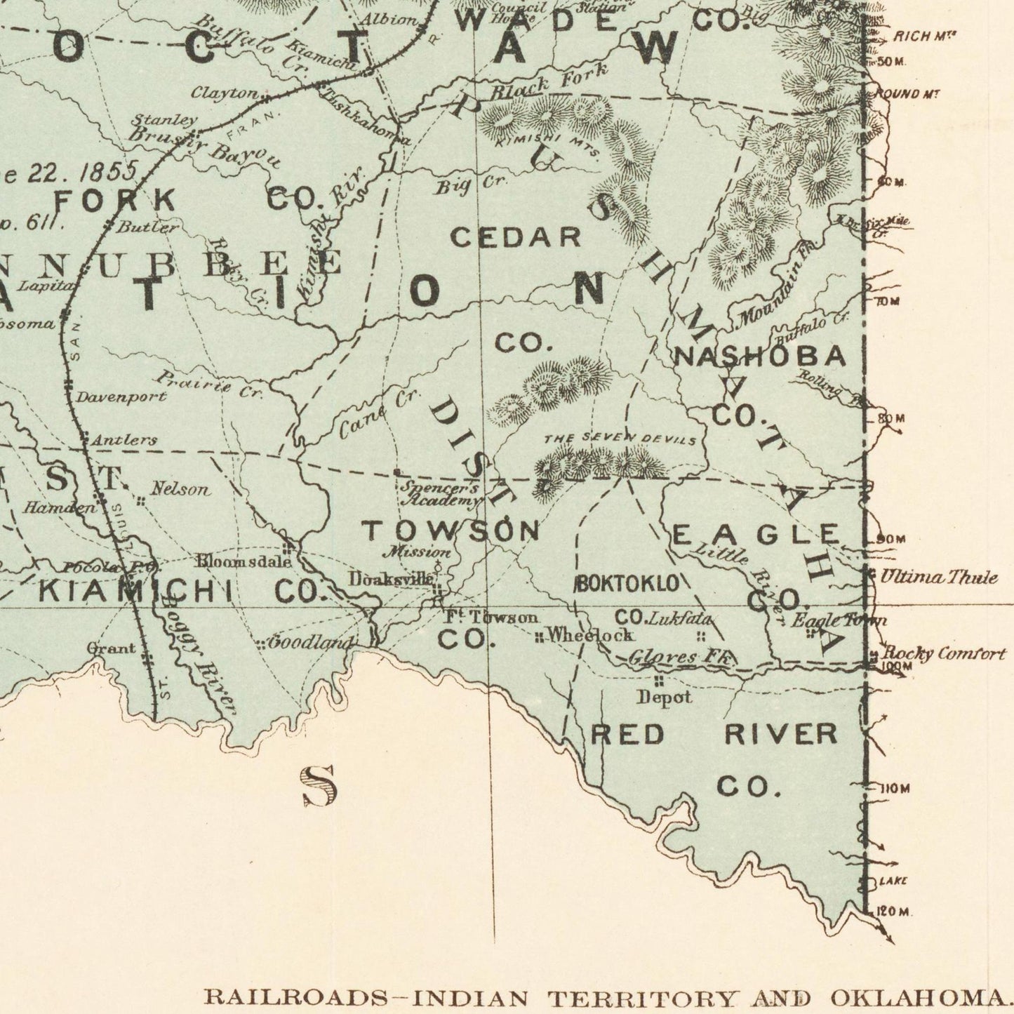 Historische Landkarte Oklahoma um 1890