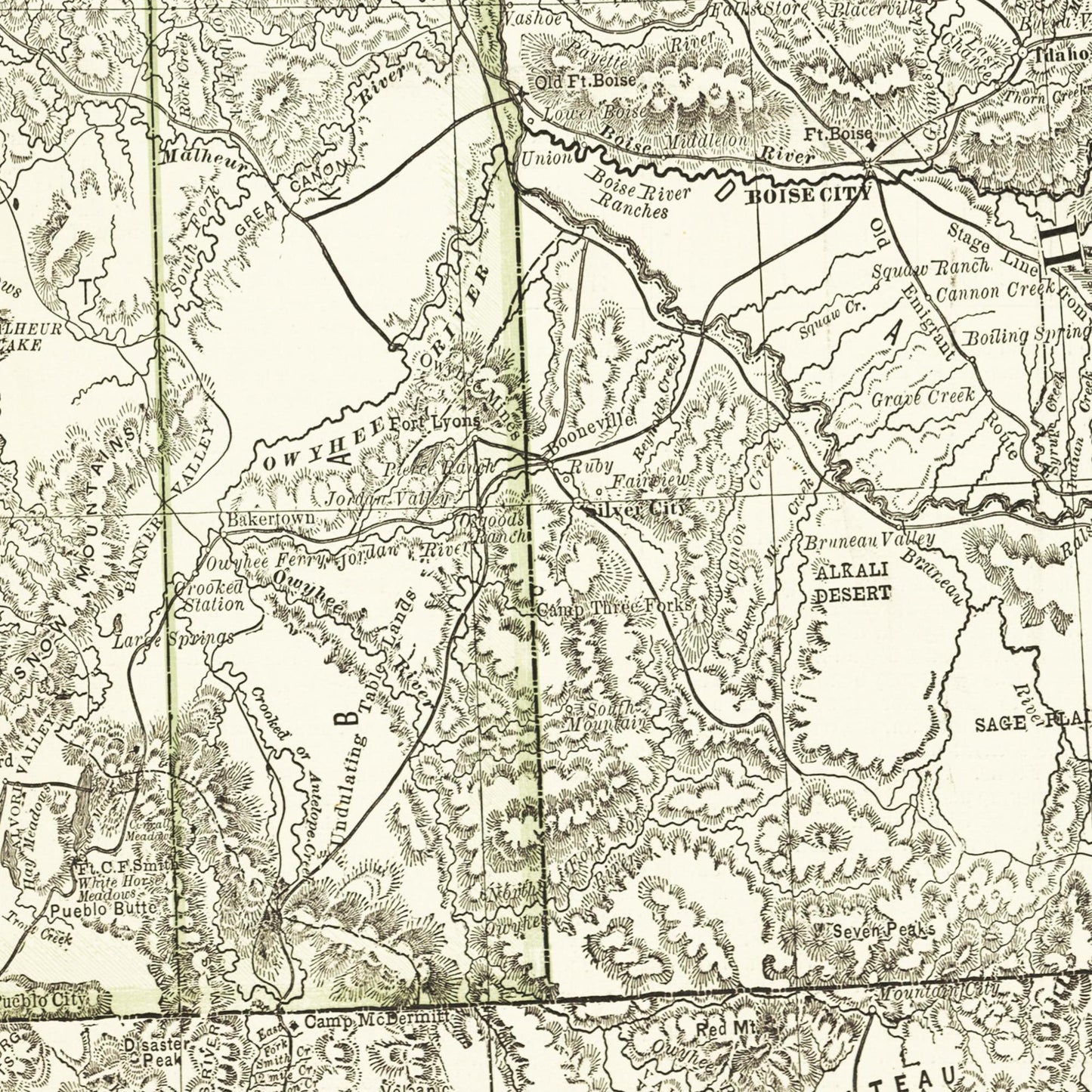 Historische Landkarte Oregon um 1882