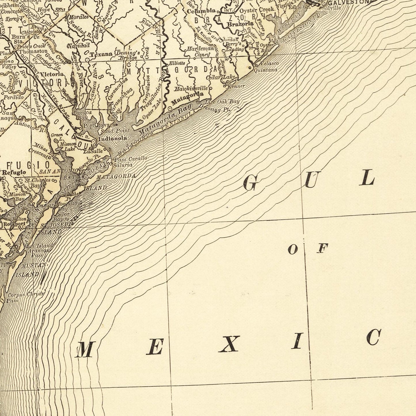 Historische Landkarte Texas um 1882