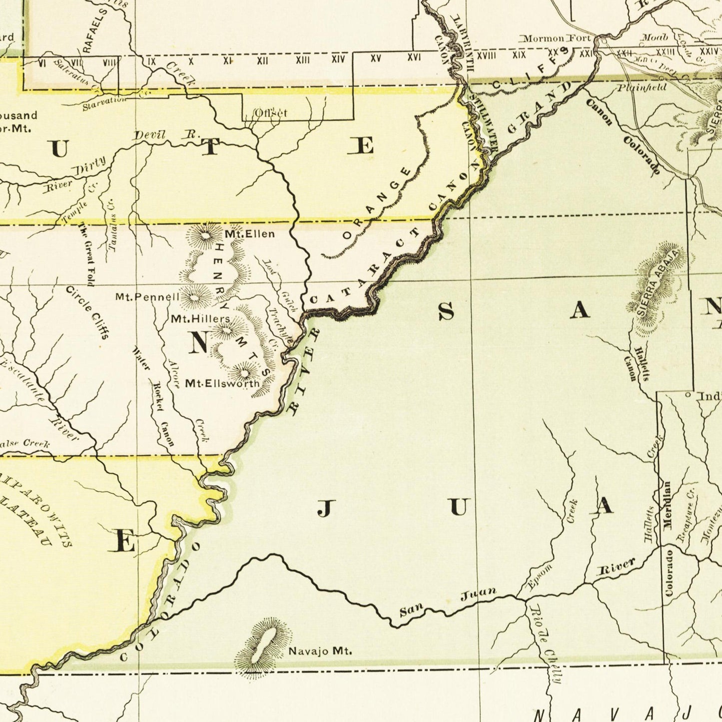 Historische Landkarte Utah um 1882
