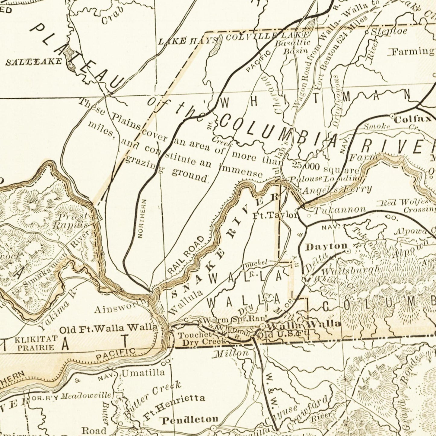Historische Landkarte Washington um 1882
