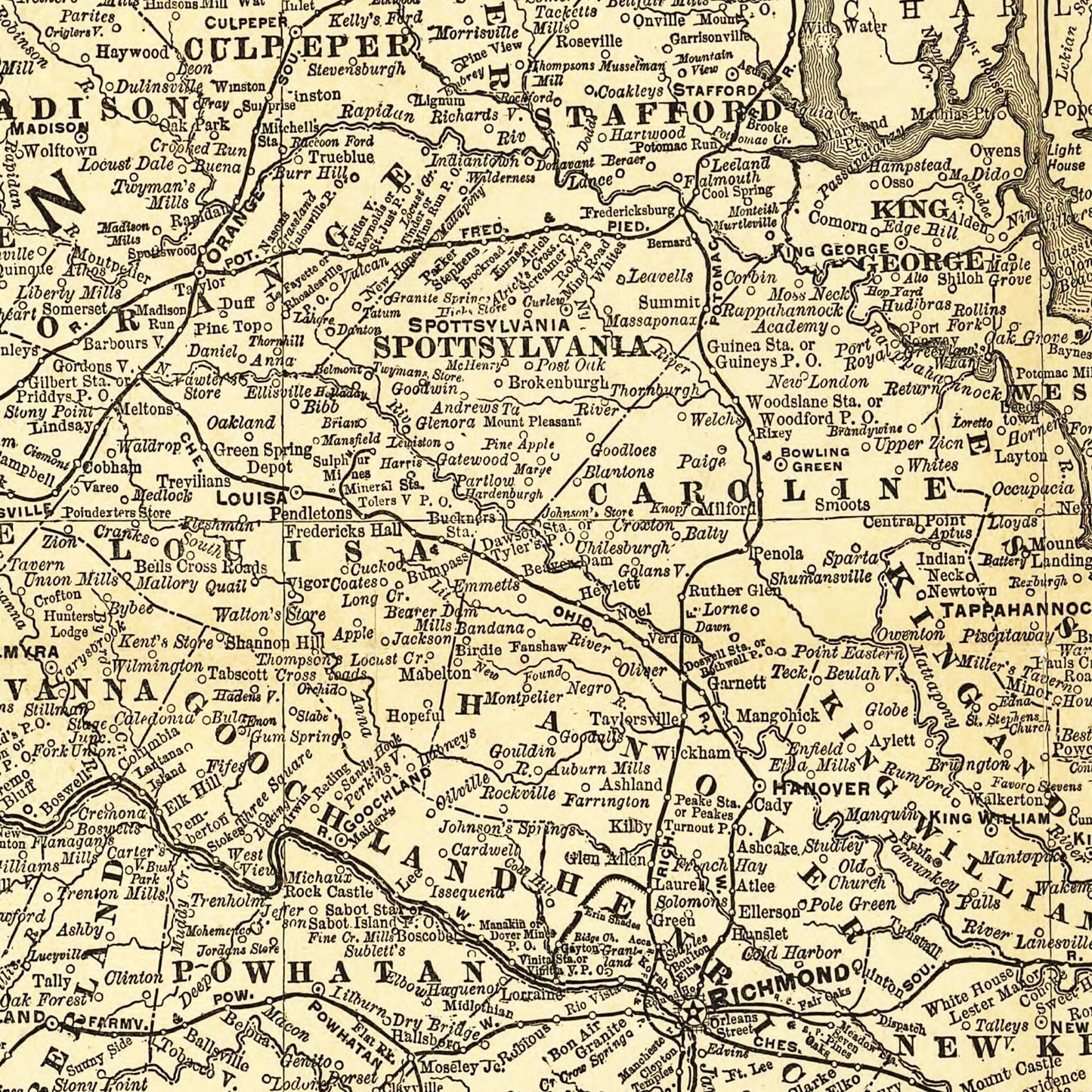 Historische Landkarte West Virginia um 1898