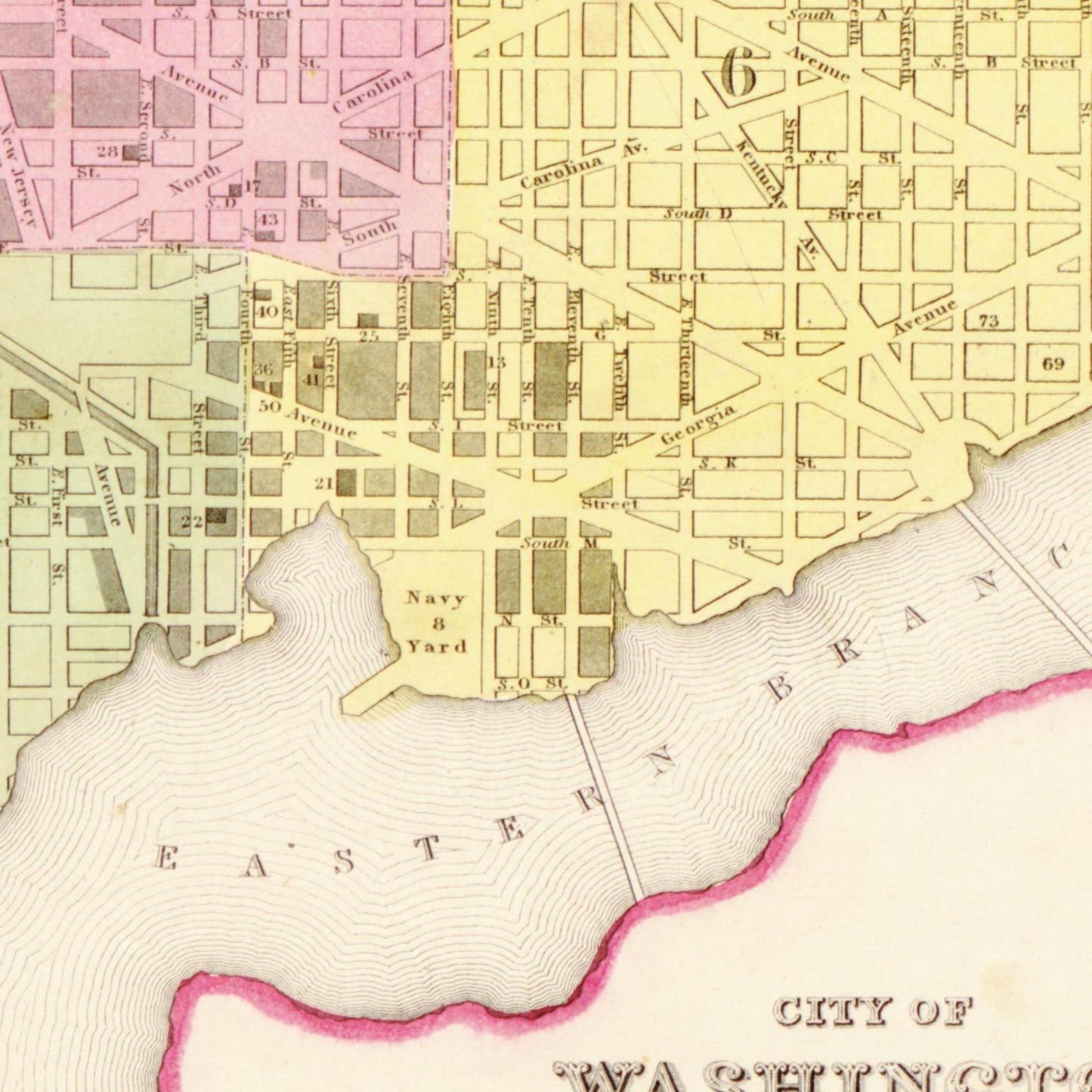 Historische Landkarte District of Columbia um 1849