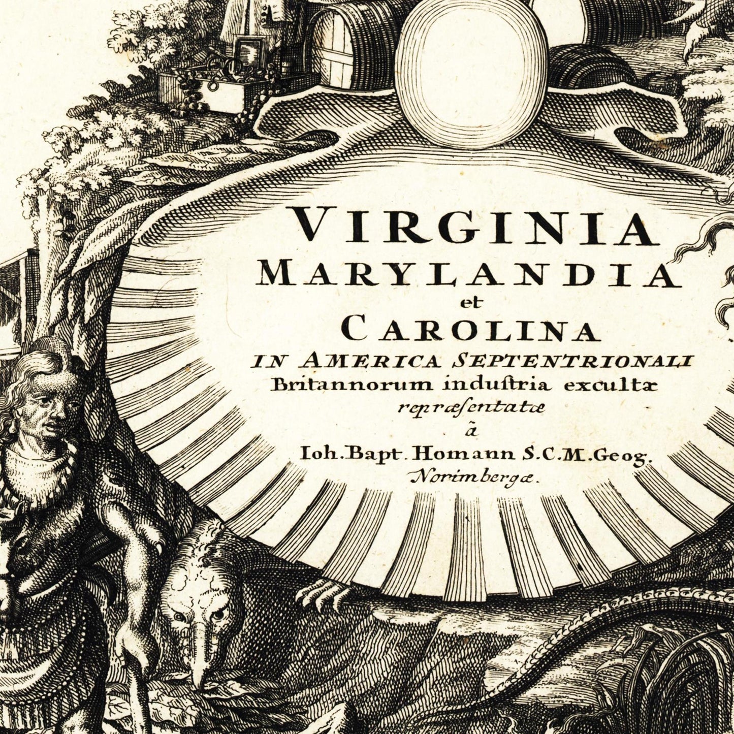 Historische Landkarte Kolonie Virginia um 1750