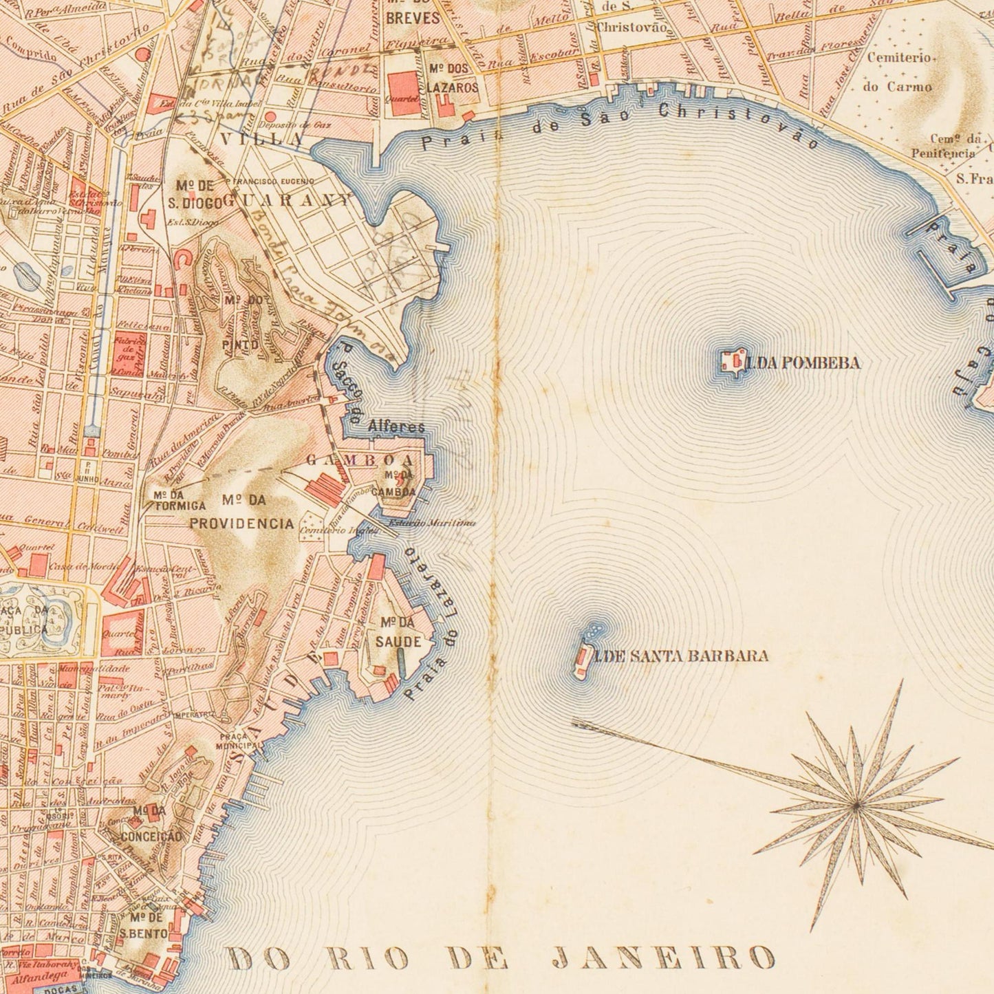 Historischer Stadtplan Rio De Janero um 1890