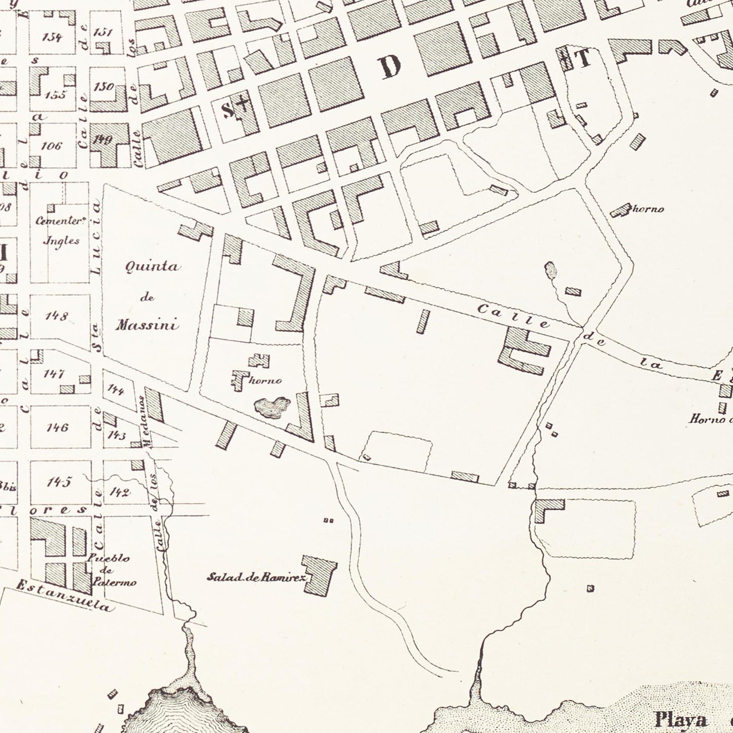 Historischer Stadtplan Montevideo um 1865