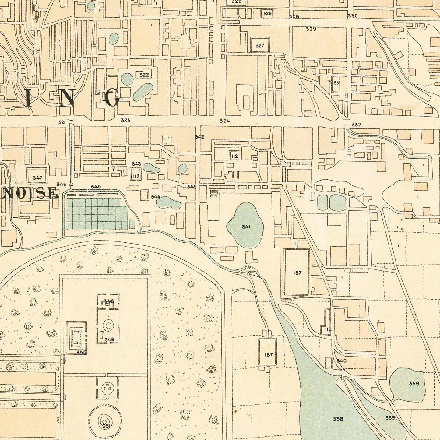 Historischer Stadtplan Peking um 1900