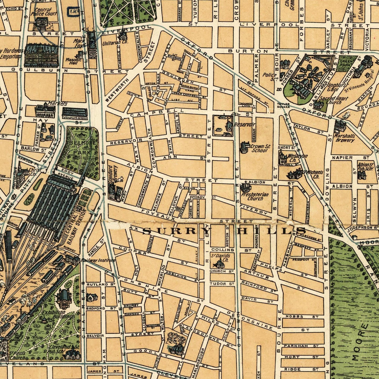 Historischer Stadtplan Sydney um 1922