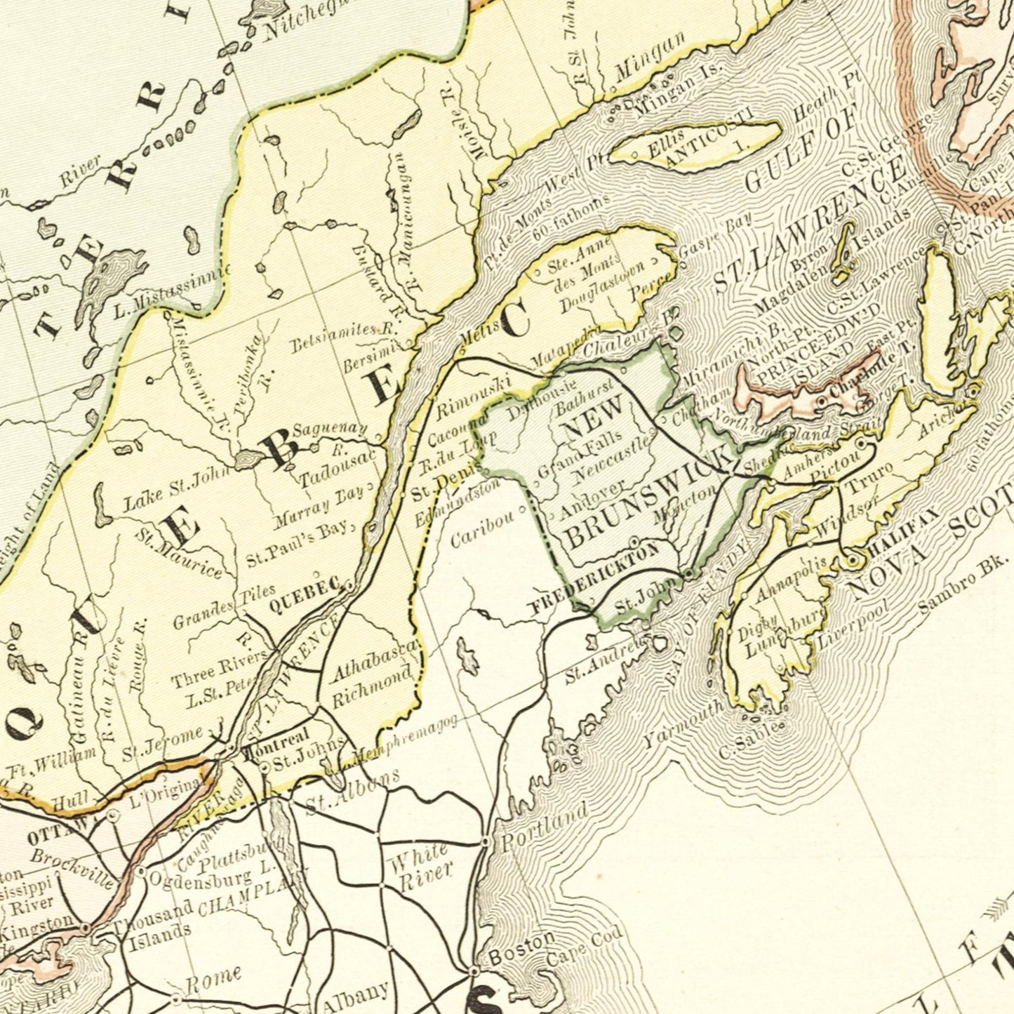 Historische Landkarte Kanada um 1882