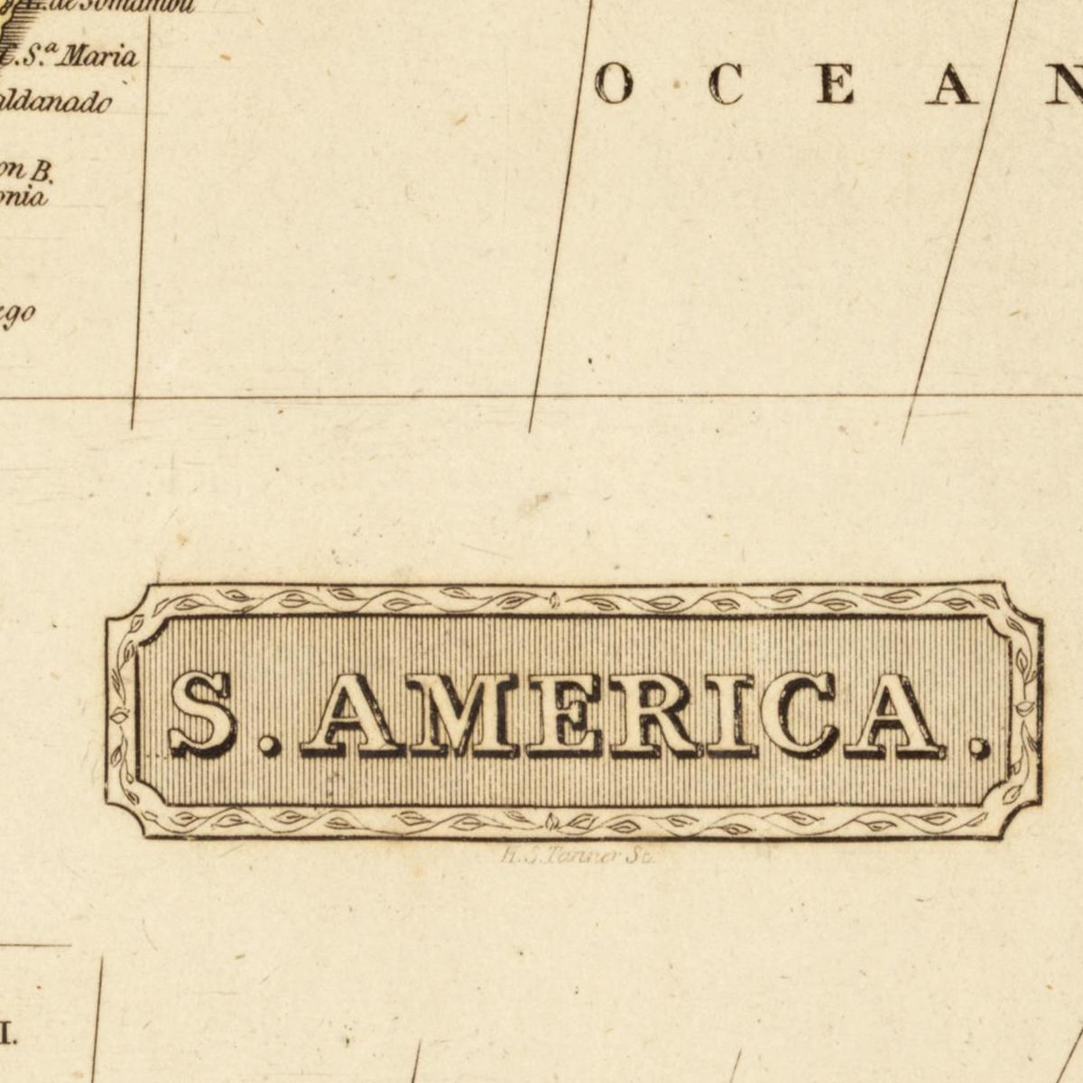 Historische Landkarte Südamerika um 1825