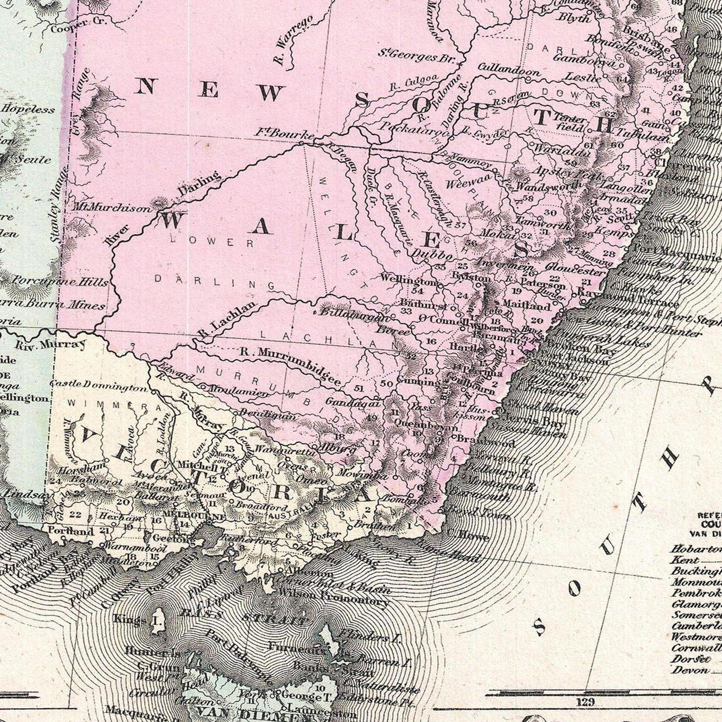 Historische Landkarte Australien um 1861