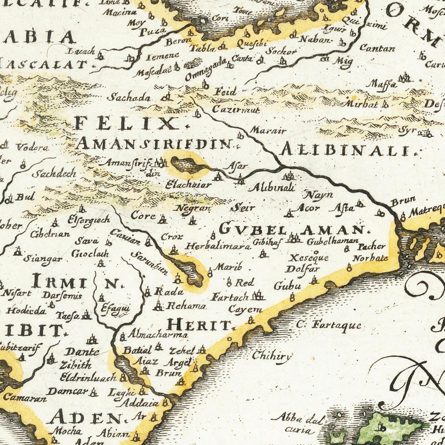 Historische Landkarte Naher Osten um 1636