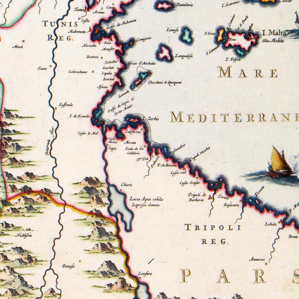 Historische Landkarte Maghreb um 1690