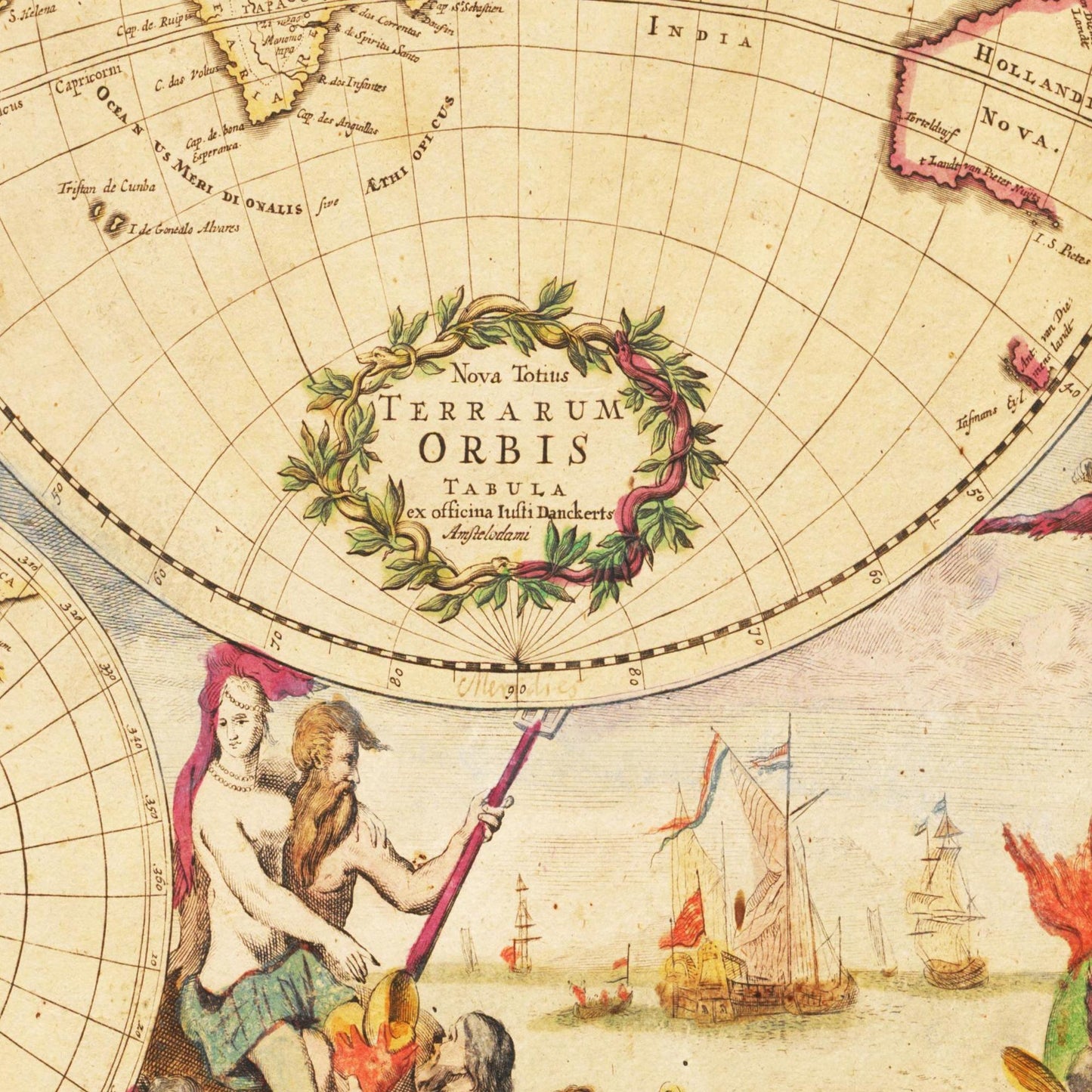 Historische Weltkarte um 1737