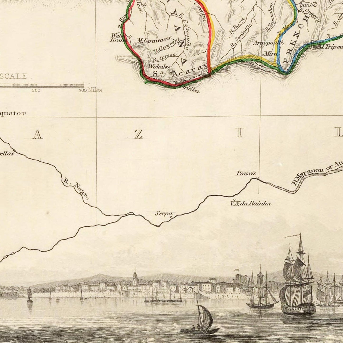 Historische Landkarte Kolumbien & Venezuela um 1850