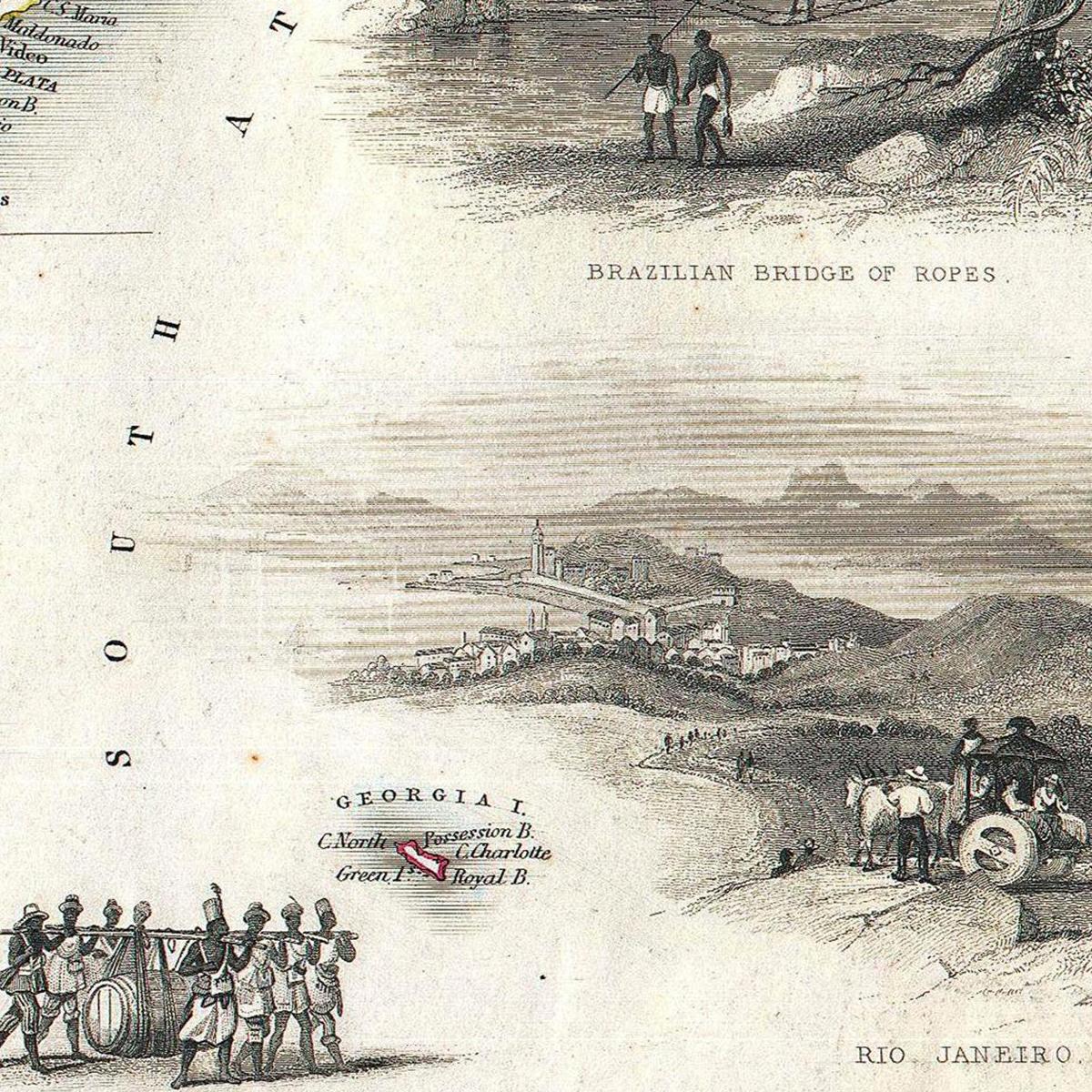Historische Landkarte Südamerika um 1850