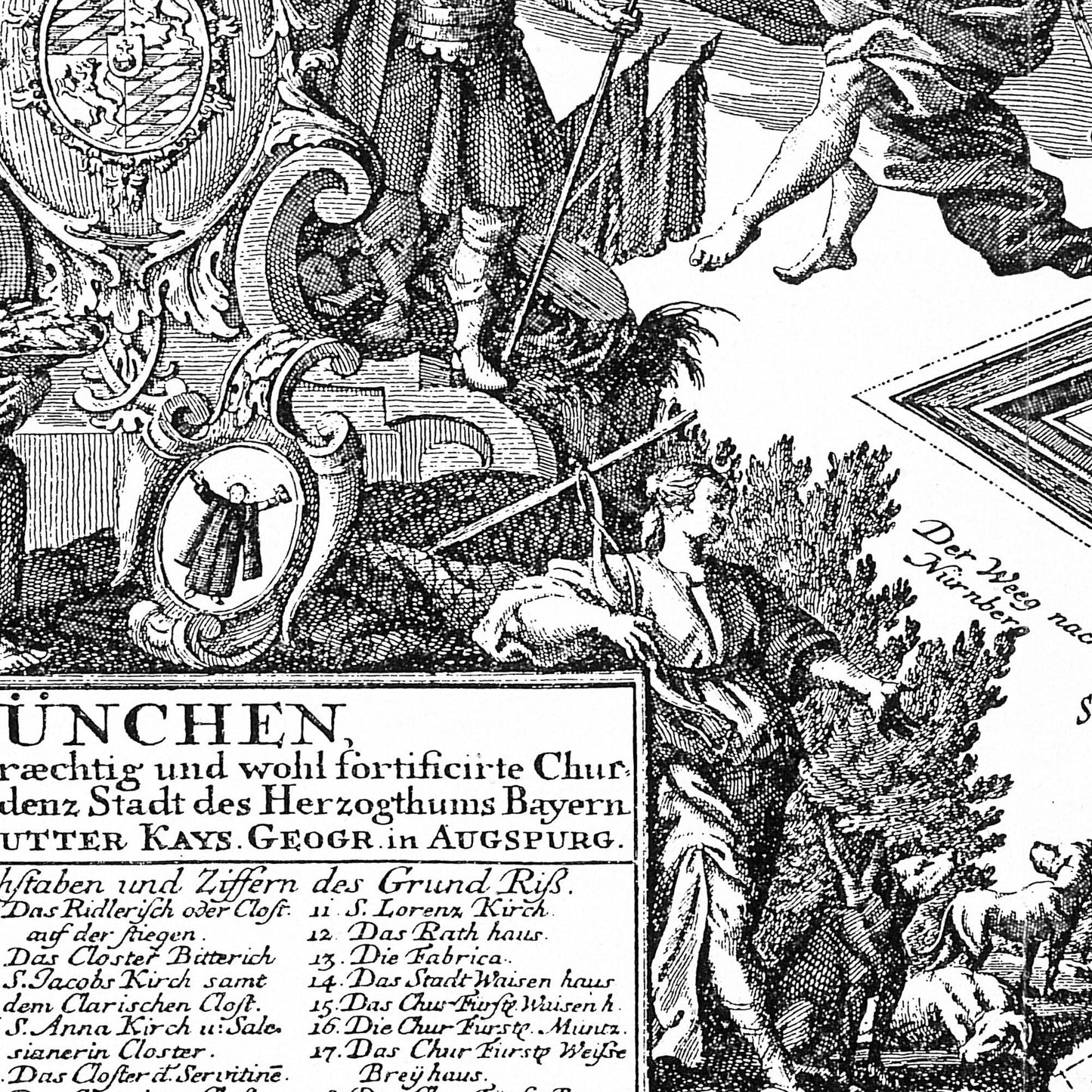 Historischer Stadtplan München um 1740