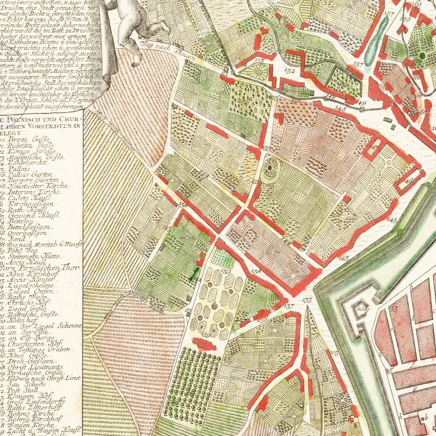 Historischer Stadtplan Dresden um 1750