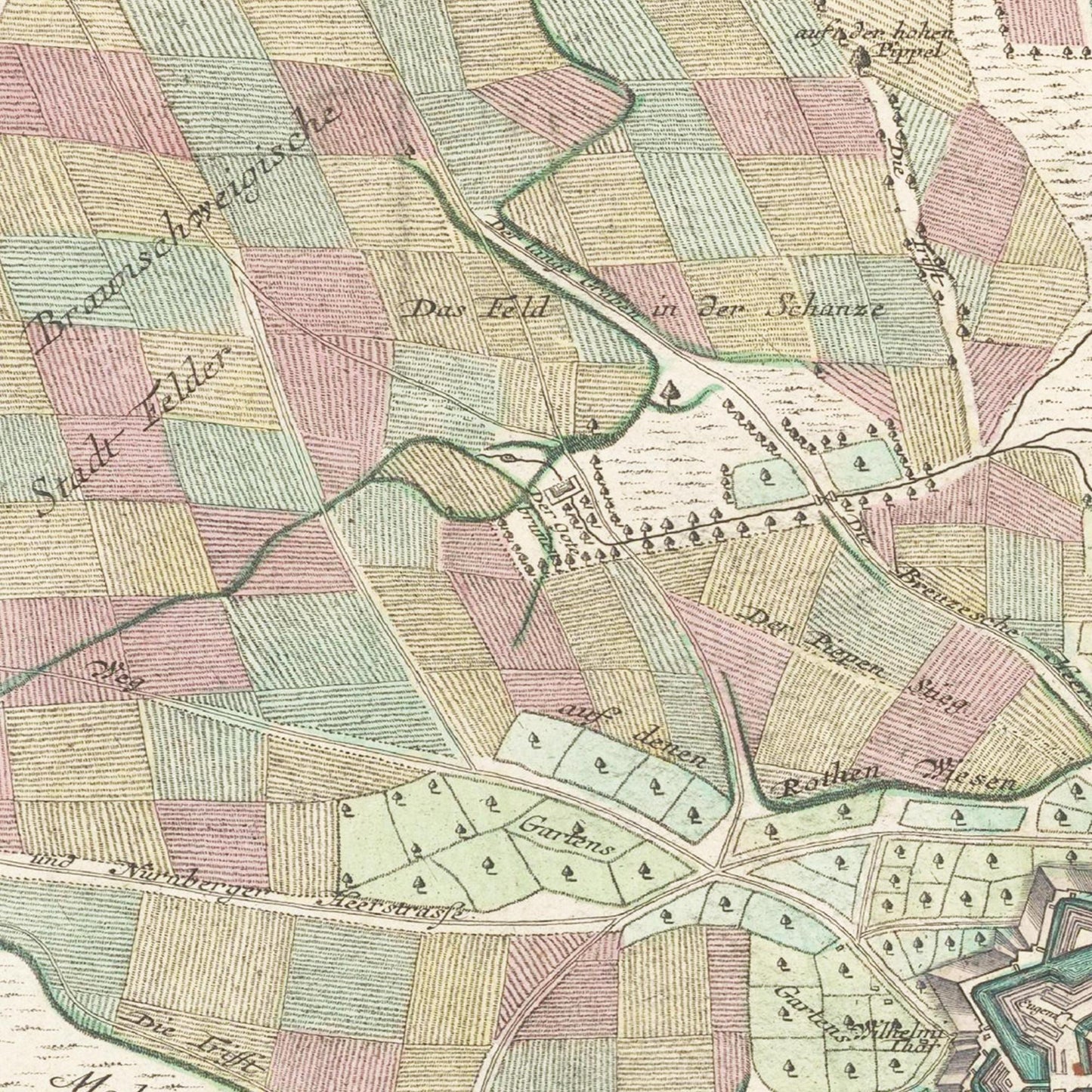 Historischer Stadtplan Braunschweig um 1750