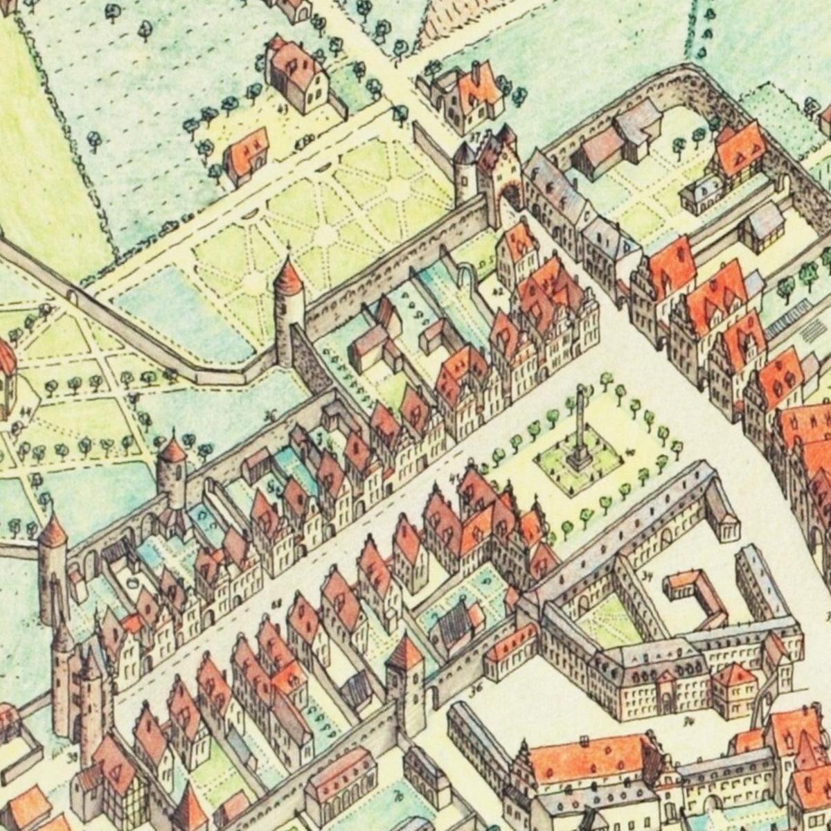 Historische Stadtansicht Darmstadt um 1799