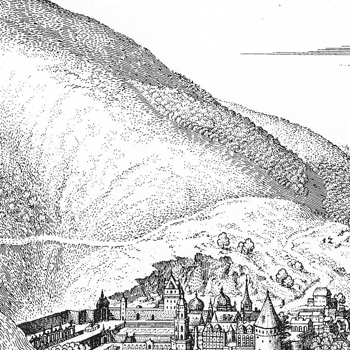 Historische Stadtansicht Heidelberg um 1645