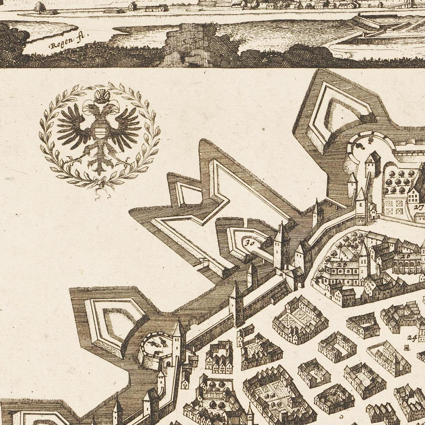 Historische Stadtansicht Regensburg um 1700