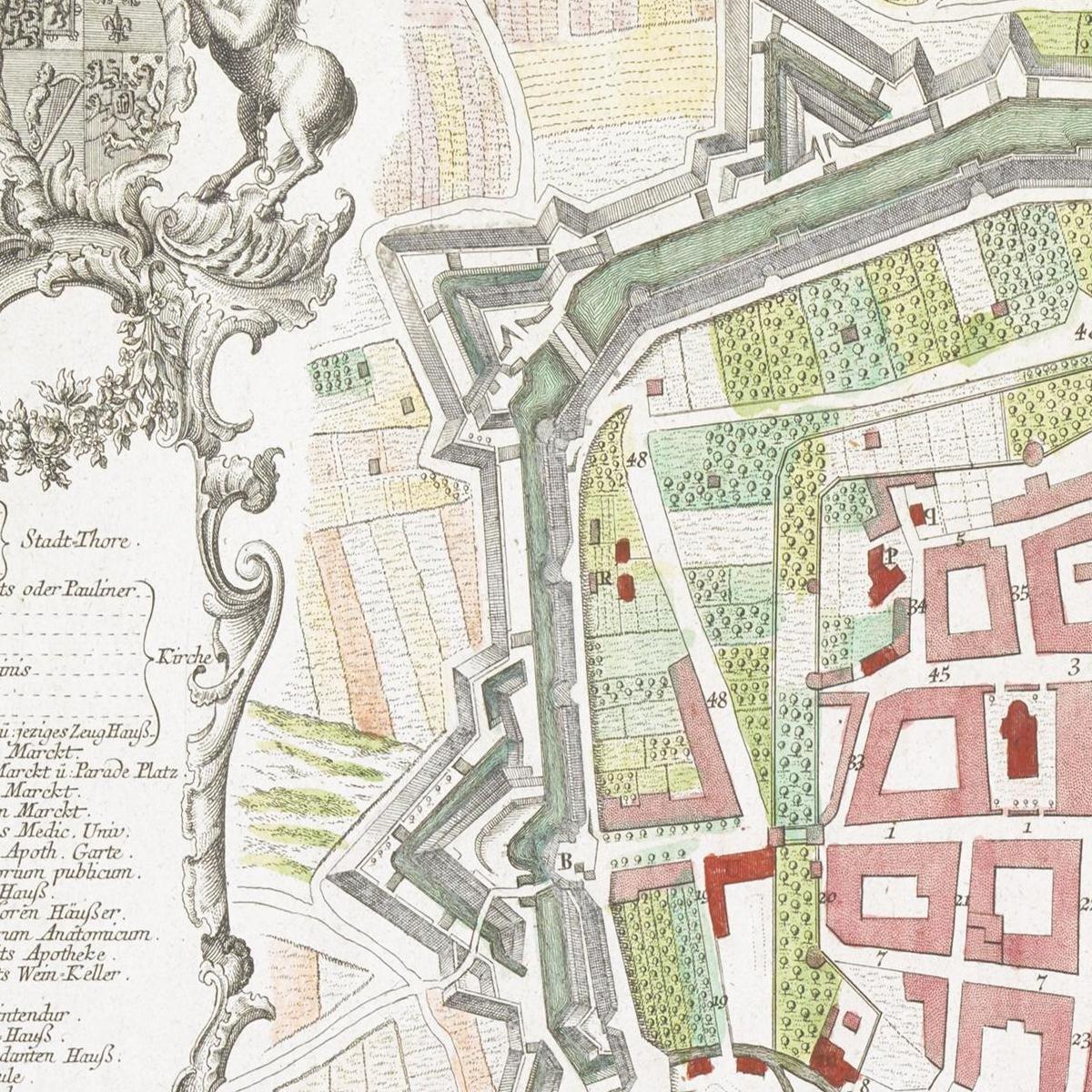 Historischer Stadtplan Göttingen um 1737