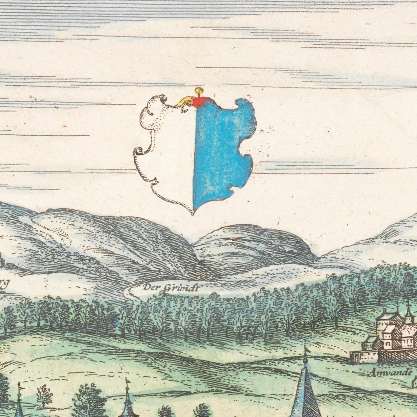Historische Stadtansicht Kempten um 1575