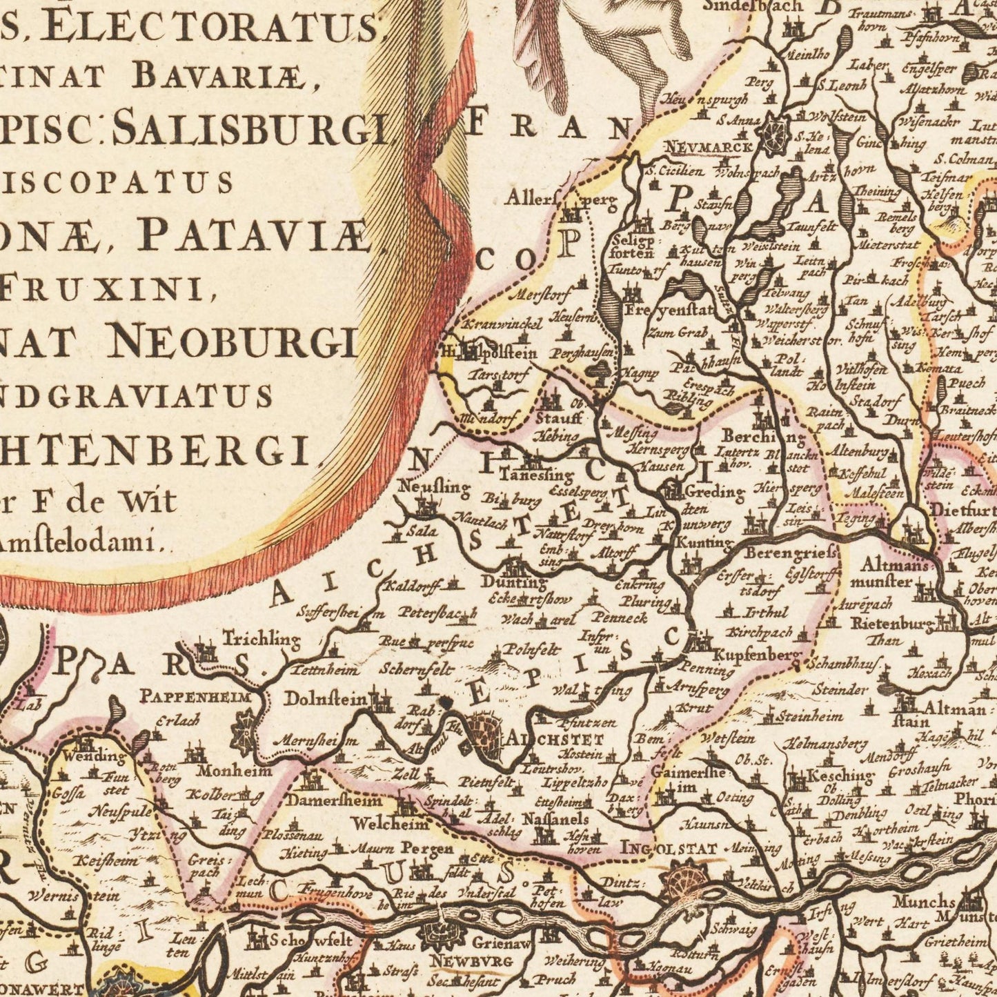 Historische Landkarte Bayern um 1698