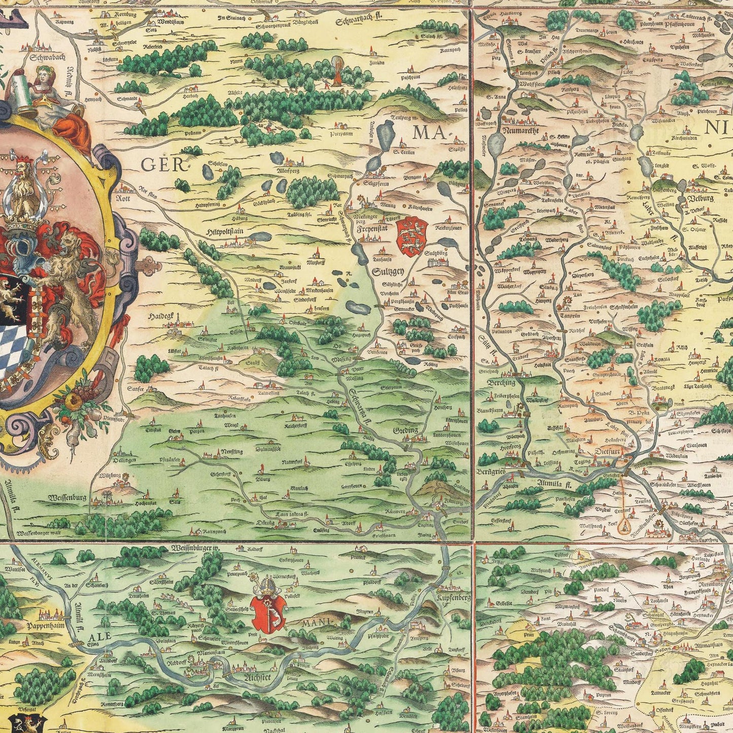 Historische Landkarte Bayern um 1568