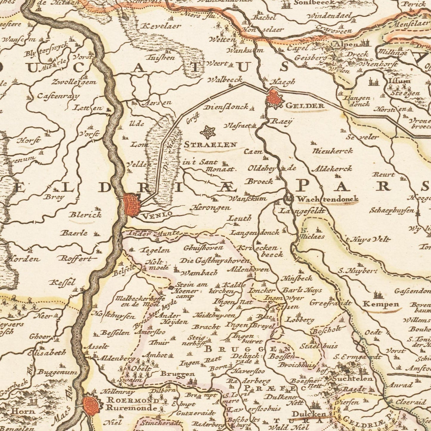Historische Landkarte Rheinland um 1698