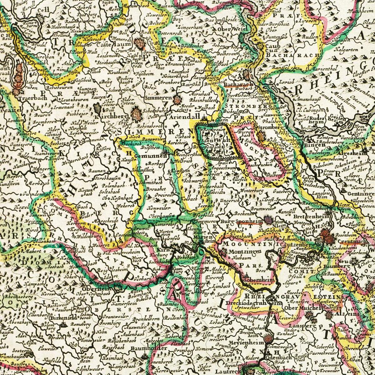Historische Landkarte Pfalz um 1700