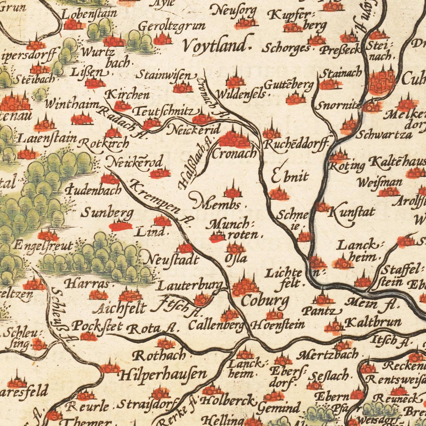 Historische Landkarte Franken um 1609