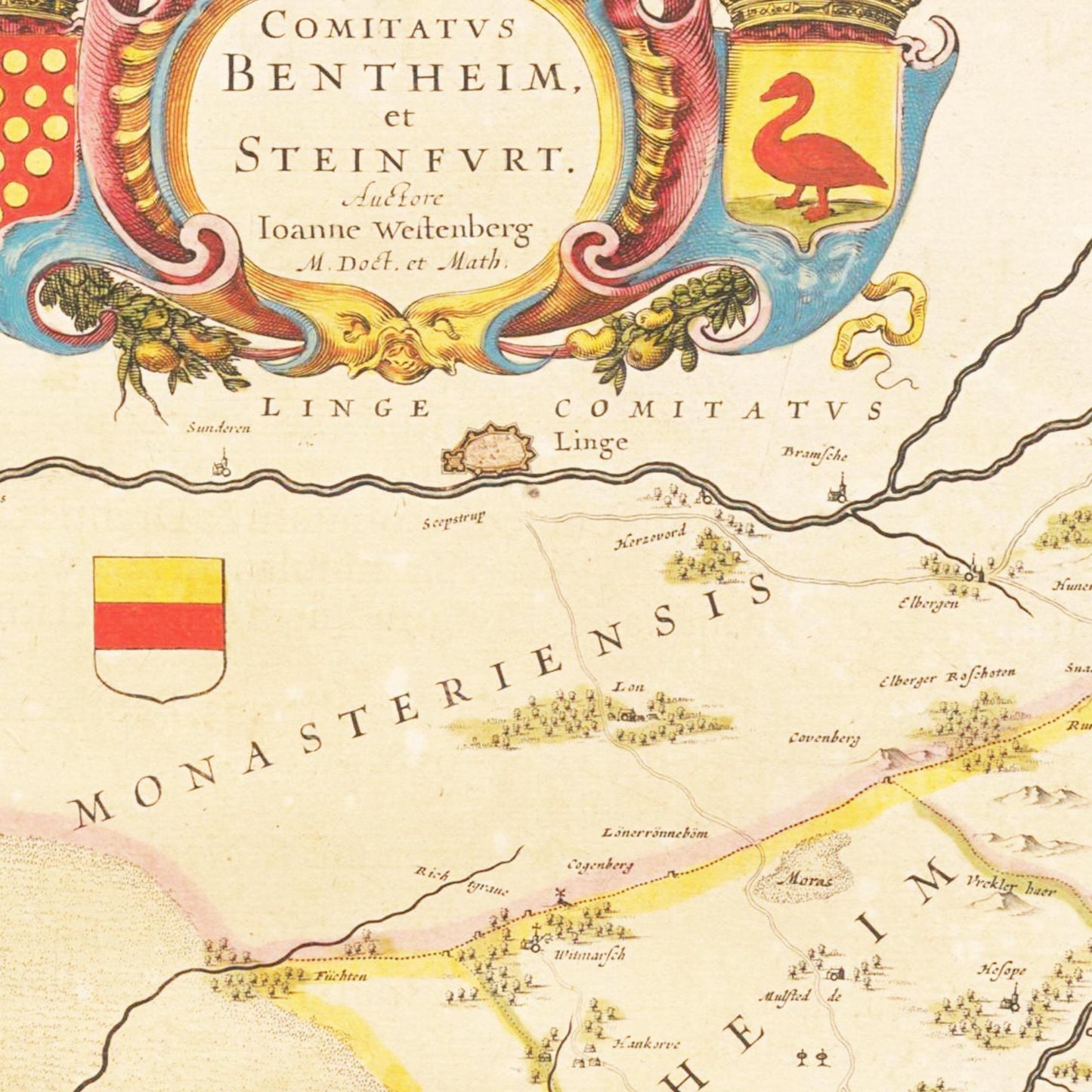 Historische Landkarte Grafschaft Bentheim um 1635