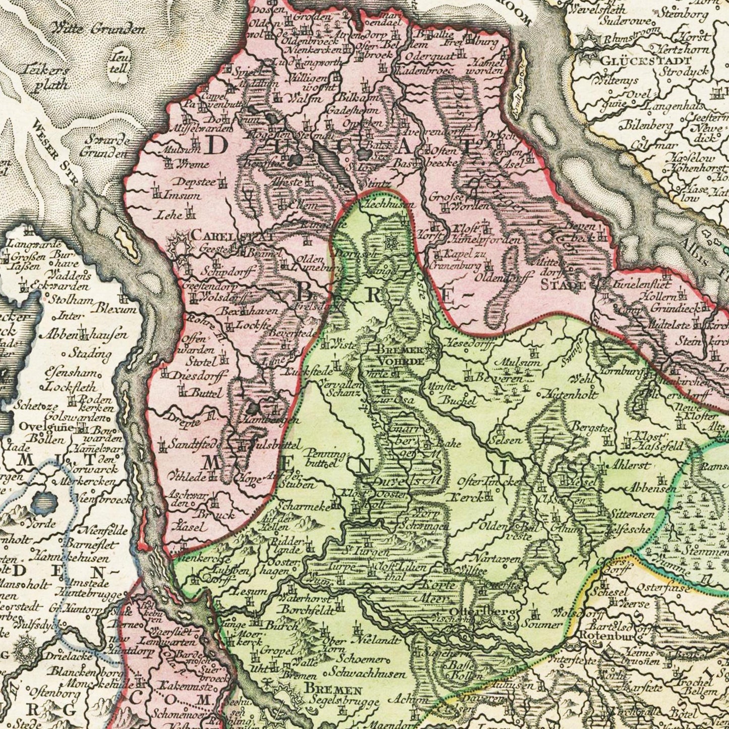 Historische Landkarte Hannover um 1750