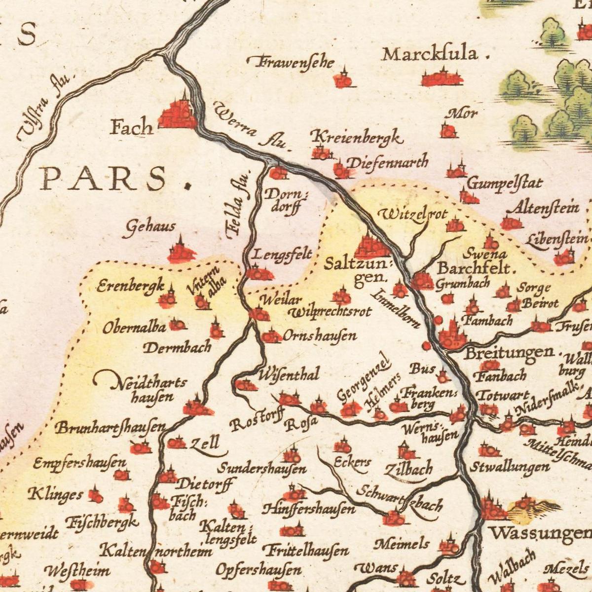 Historische Landkarte Henneberg um 1609