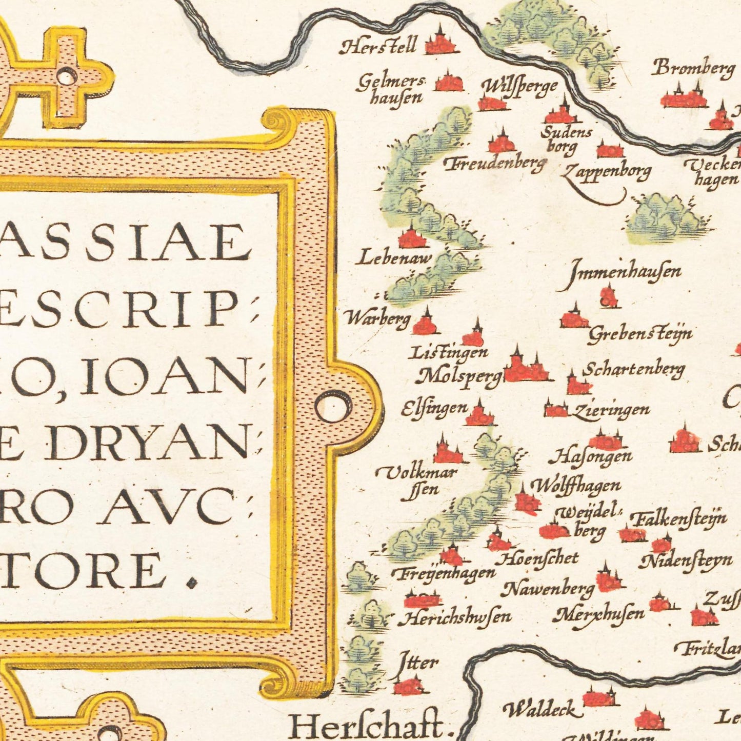 Historische Landkarte Hessen um 1609