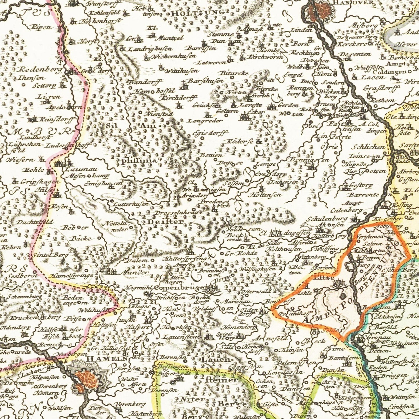 Historische Landkarte Hildesheim um 1730