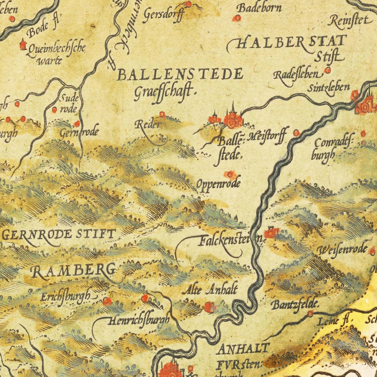 Historische Landkarte Mansfeld um 1609