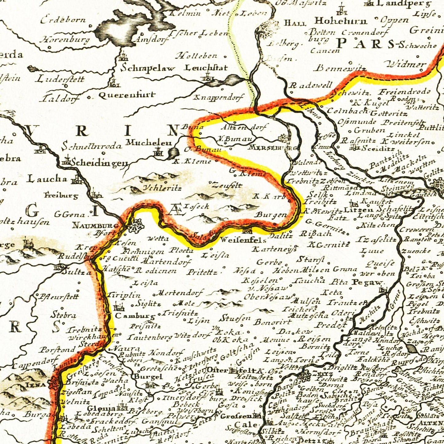 Historische Landkarte Meißen um 1700