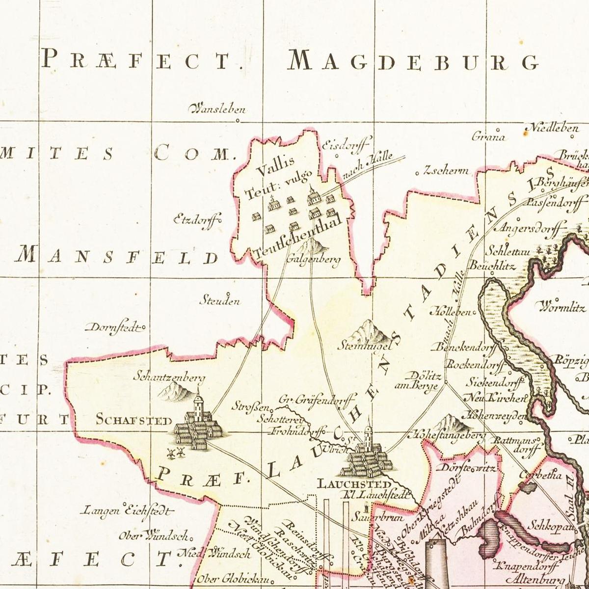 Historische Landkarte Merseburg um 1750