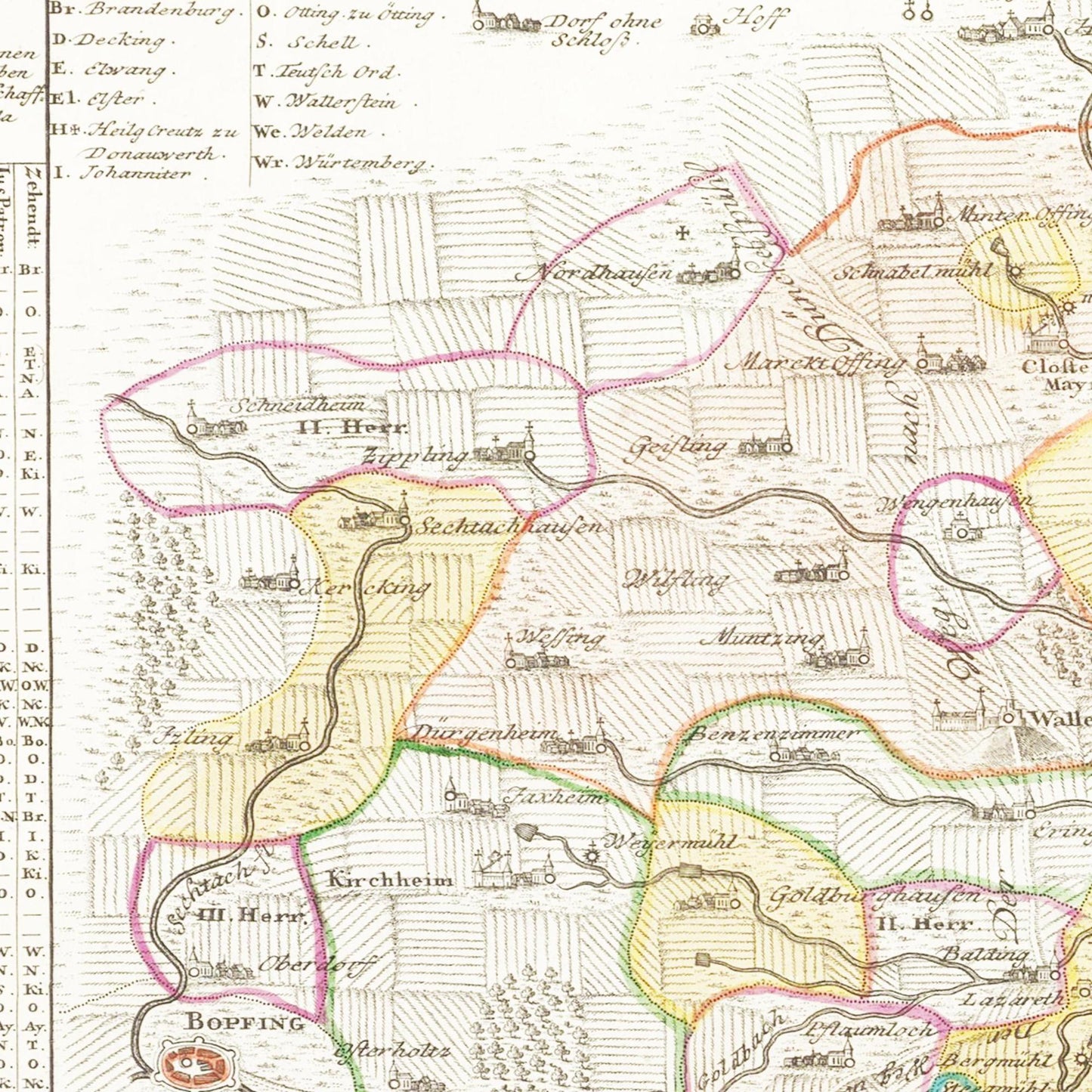 Historische Landkarte Nördlingen um 1738